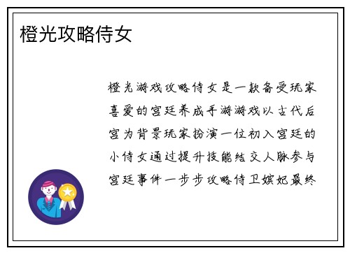橙光攻略侍女